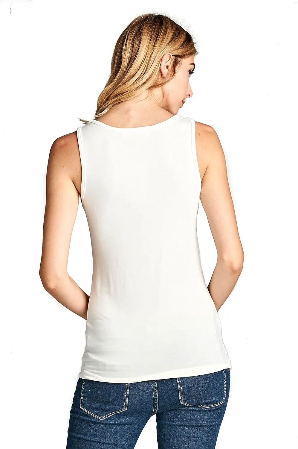 Solid Extra Soft Viscose Made from Bamboo Sleeveless Tank Top Undershirt for Women