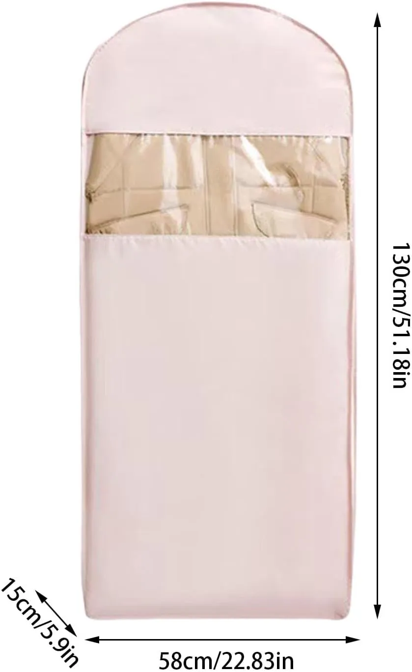 Space Saving Hanging Garment Bag, Space Saver Closet Organizers with Self Compression Zipper, Dust Cover Clothes Bags for Down Coat (C:51.18 * 22.83 * 5.9in, White)