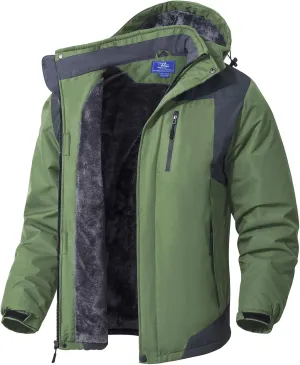 SPOSULEI Mens Skiing Jackets with Hoode Snowboarding Waterproof Fleece Liner Coats Windproof Winter Raincoat Multi Pockets