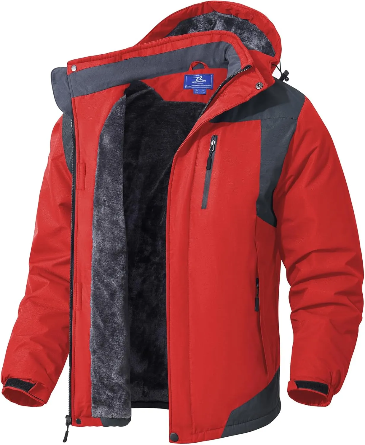 SPOSULEI Mens Skiing Jackets with Hoode Snowboarding Waterproof Fleece Liner Coats Windproof Winter Raincoat Multi Pockets