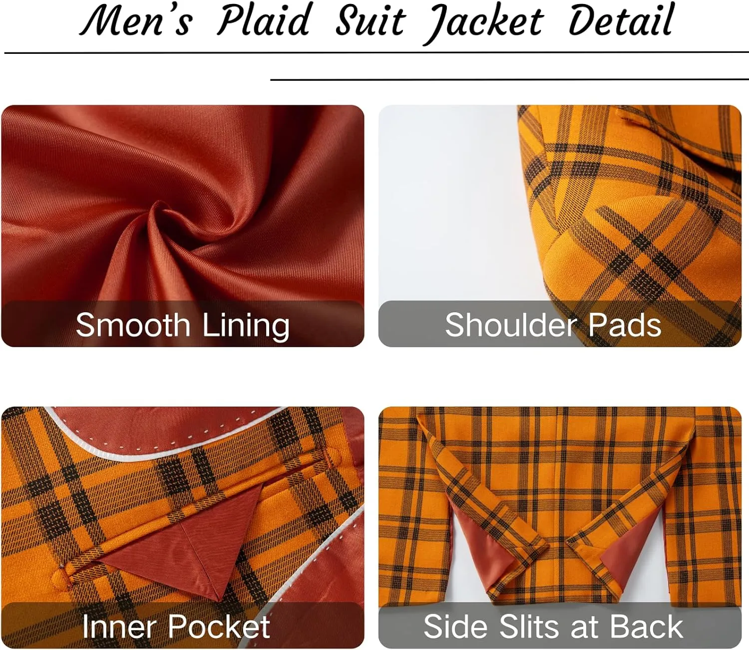 UNINUKOO Men's Blazer Plaid Casual Slim Fit Sport Coats One Button Lightweight Checkered Suit Jacket