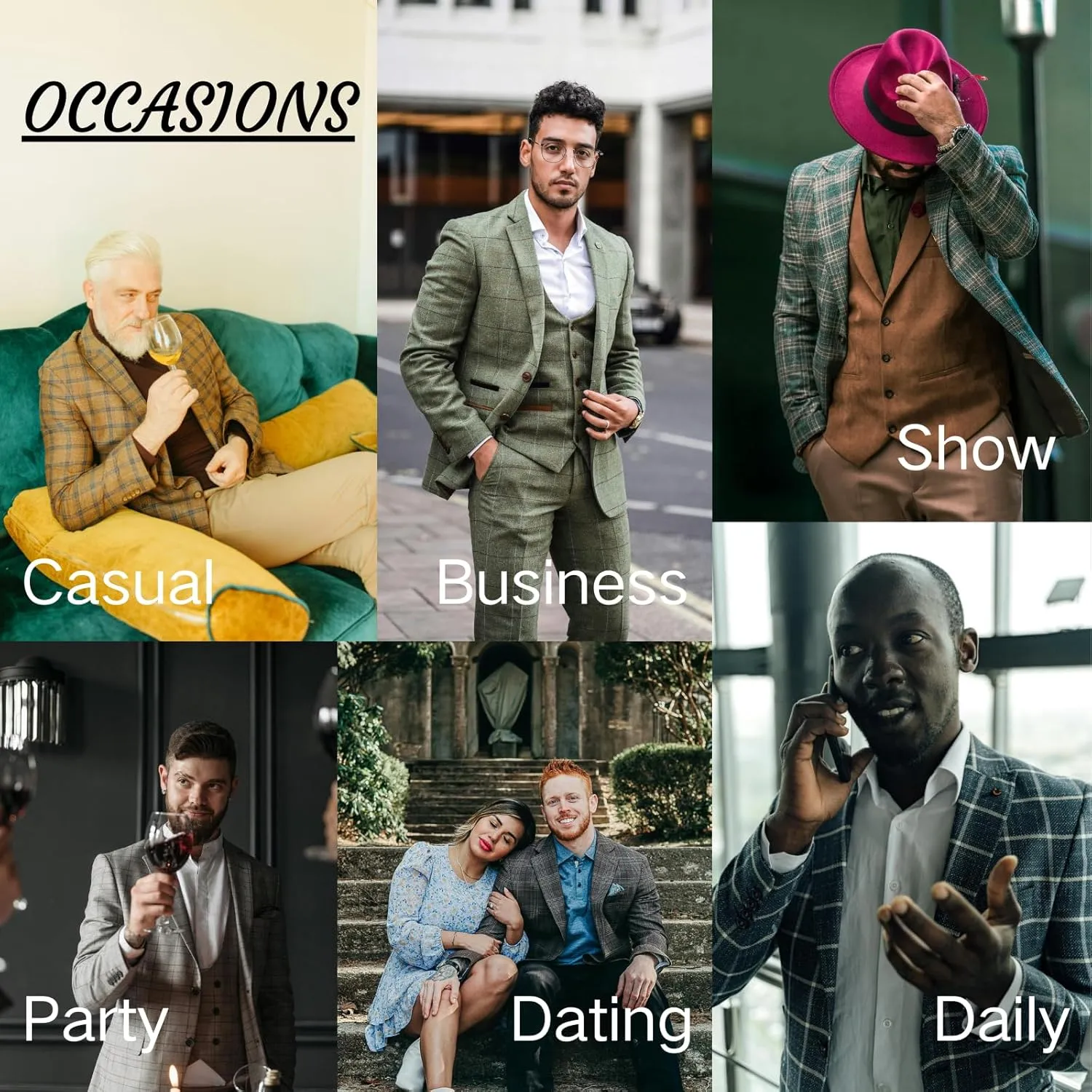 UNINUKOO Men's Blazer Plaid Casual Slim Fit Sport Coats One Button Lightweight Checkered Suit Jacket