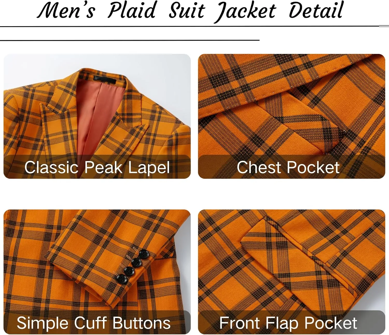 UNINUKOO Men's Blazer Plaid Casual Slim Fit Sport Coats One Button Lightweight Checkered Suit Jacket