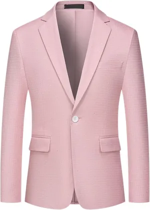 UNINUKOO Men's Blazer Plaid Casual Slim Fit Sport Coats One Button Lightweight Checkered Suit Jacket