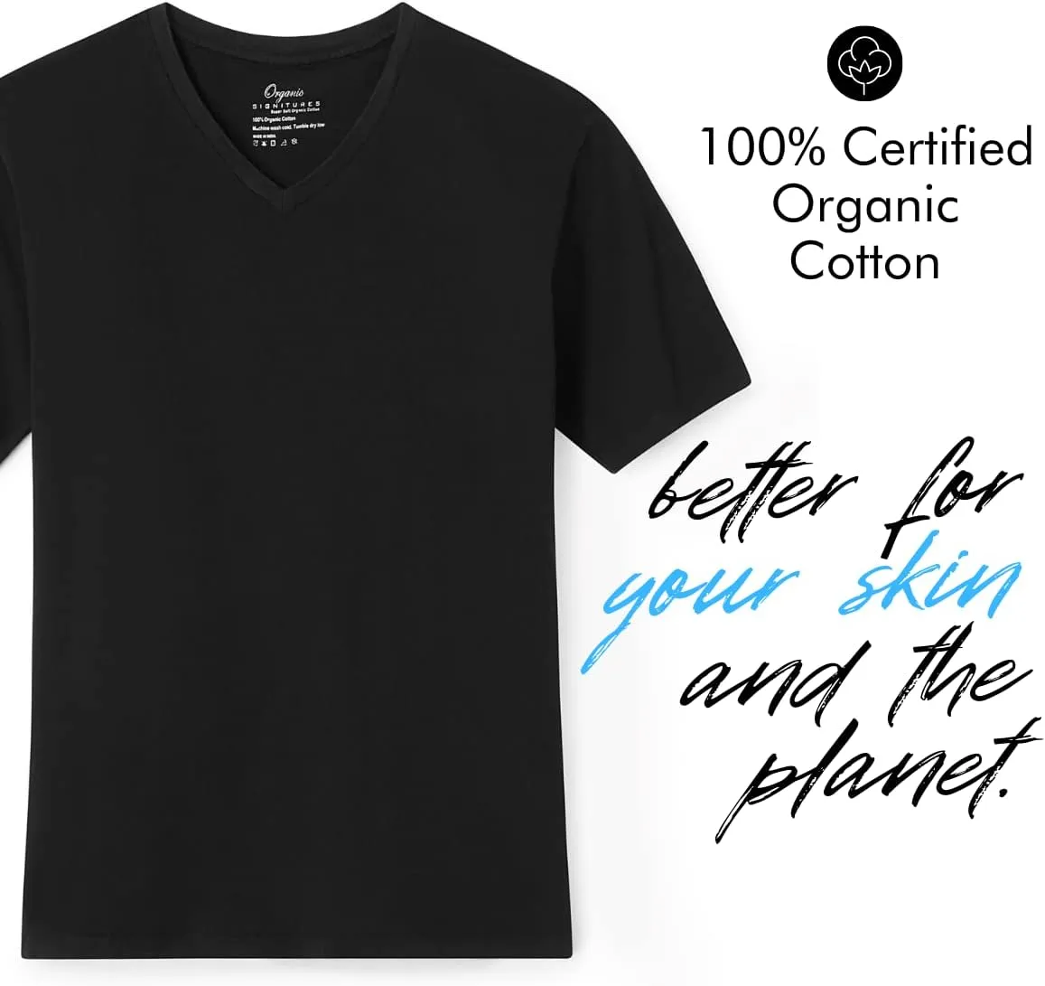 V-Neck 100% Certified Organic Cotton, Soft T-Shirts for Men