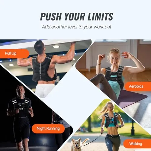VEVOR Weighted Vest, 30 lbs Weight Vest with Reflective Stripe, Adjustable Buckle Body Weight Vest for Men Women, Workout Equipment for Strength Training, Running, Jogging, Fitness, and Weight Loss