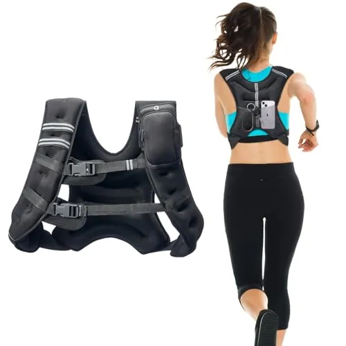 VEVOR Weighted Vest, 30 lbs Weight Vest with Reflective Stripe, Adjustable Buckle Body Weight Vest for Men Women, Workout Equipment for Strength Training, Running, Jogging, Fitness, and Weight Loss