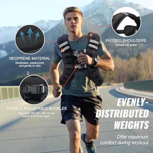 VEVOR Weighted Vest, 30 lbs Weight Vest with Reflective Stripe, Adjustable Buckle Body Weight Vest for Men Women, Workout Equipment for Strength Training, Running, Jogging, Fitness, and Weight Loss