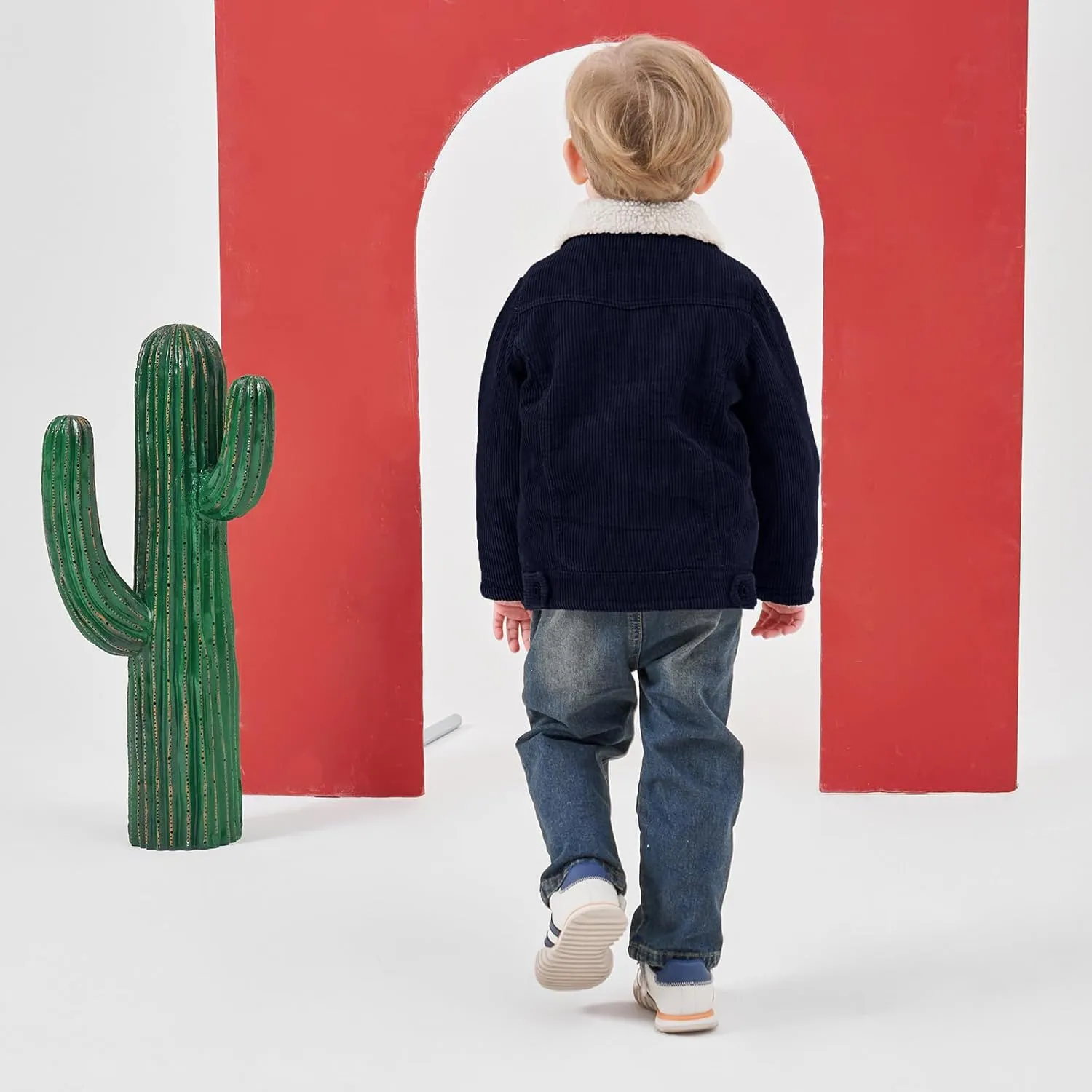 Volunboy Baby Boy Corduroy Jacket Toddler Fleece Winter Coat Kid Sherpa Lined Button Down Warm Outwear