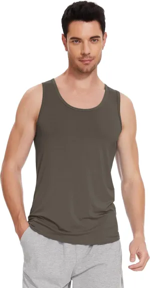 WiWi Viscose from Bamboo Men's Tank T-Shirt Soft Crewneck Undershirts Moisture Wicking Sleeveless Tanks Undershirt S-XXL