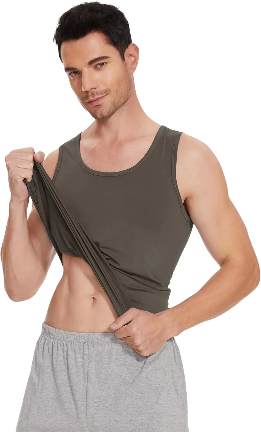 WiWi Viscose from Bamboo Men's Tank T-Shirt Soft Crewneck Undershirts Moisture Wicking Sleeveless Tanks Undershirt S-XXL