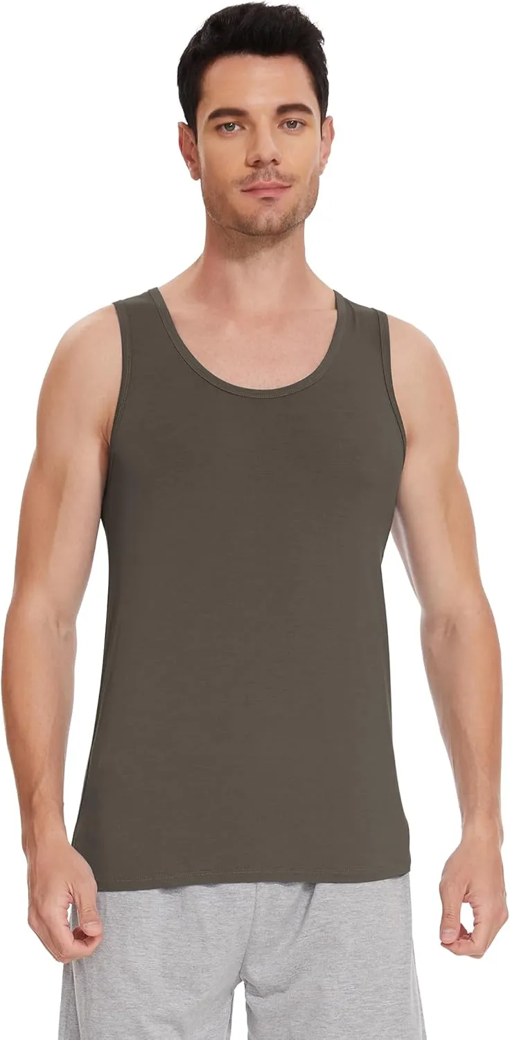 WiWi Viscose from Bamboo Men's Tank T-Shirt Soft Crewneck Undershirts Moisture Wicking Sleeveless Tanks Undershirt S-XXL