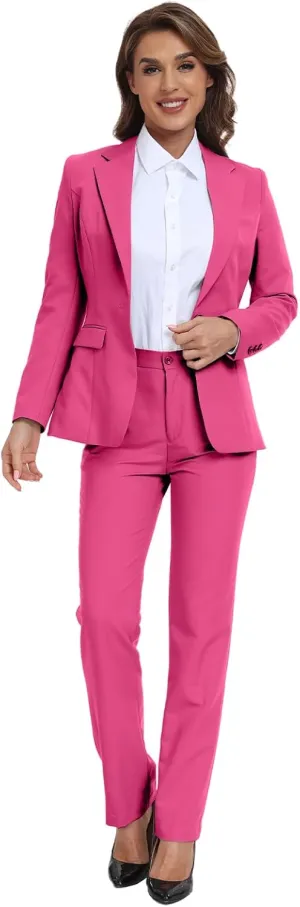 Women Classic Suits 2 Piece Bussiness Professional Work Outfits Office Attire Slim Fit Dressy Blazer Jacket Pants Suit Sets