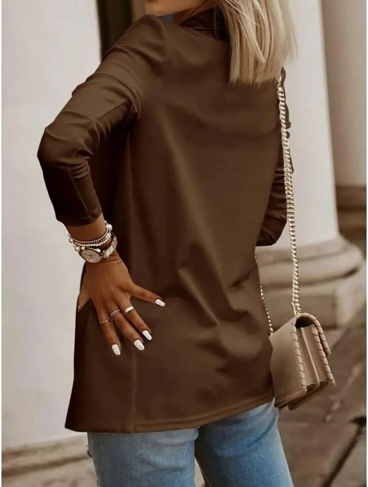 Womens Casual Long Sleeve Blazers Solid Color Knit Blazer Work Office Open Front Blazer Jacket