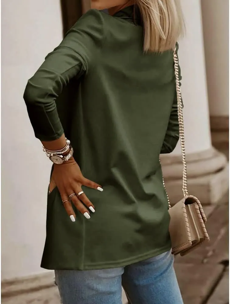 Womens Casual Long Sleeve Blazers Solid Color Knit Blazer Work Office Open Front Blazer Jacket