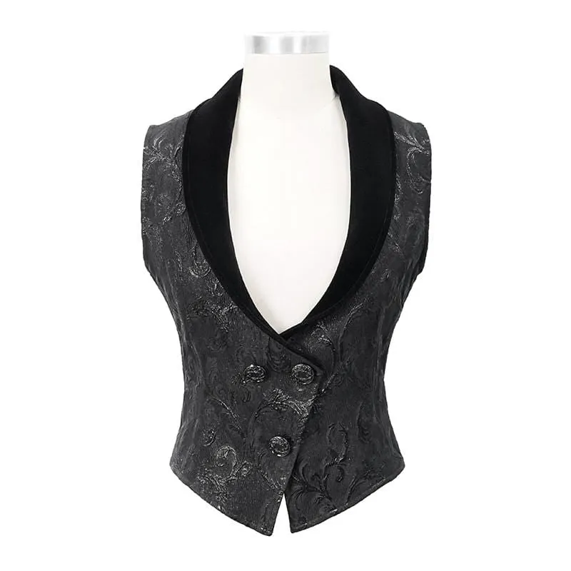 Women's Gothic V-neck Jacquard Vests