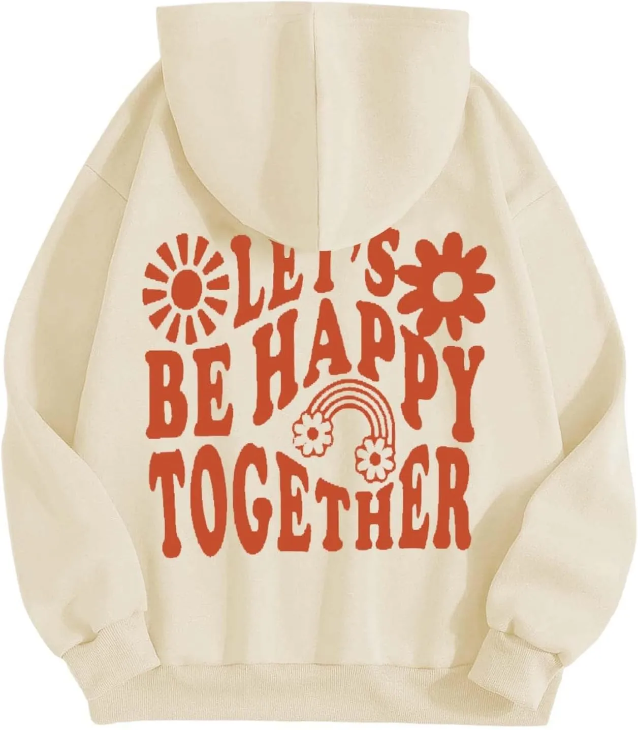 Womens Oversized Hoodies Cute Letter Print Sweatshirt Casual Preppy Floral Graphic Hoodie Winter Pullover Teen Girls