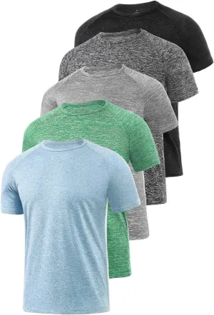 Xelky 4-5 Pack Men's Dry Fit T Shirt Moisture Wicking Athletic Tees Exercise Fitness Activewear Short Sleeves Gym Workout Top