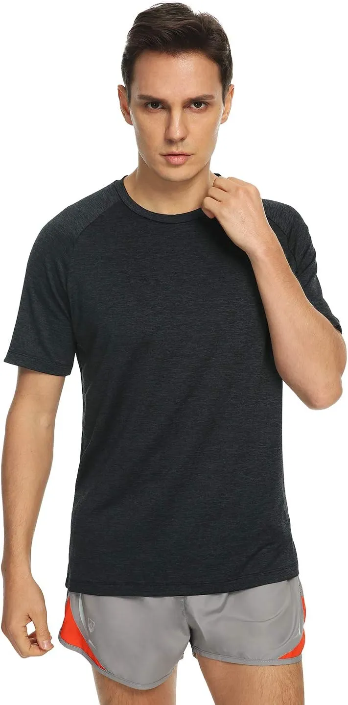 Xelky 4-5 Pack Men's Dry Fit T Shirt Moisture Wicking Athletic Tees Exercise Fitness Activewear Short Sleeves Gym Workout Top