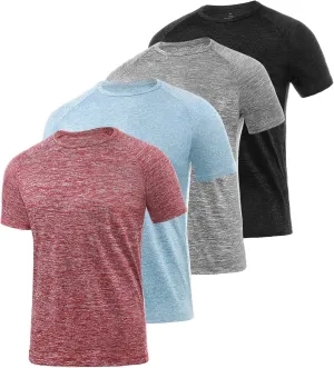 Xelky 4-5 Pack Men's Dry Fit T Shirt Moisture Wicking Athletic Tees Exercise Fitness Activewear Short Sleeves Gym Workout Top
