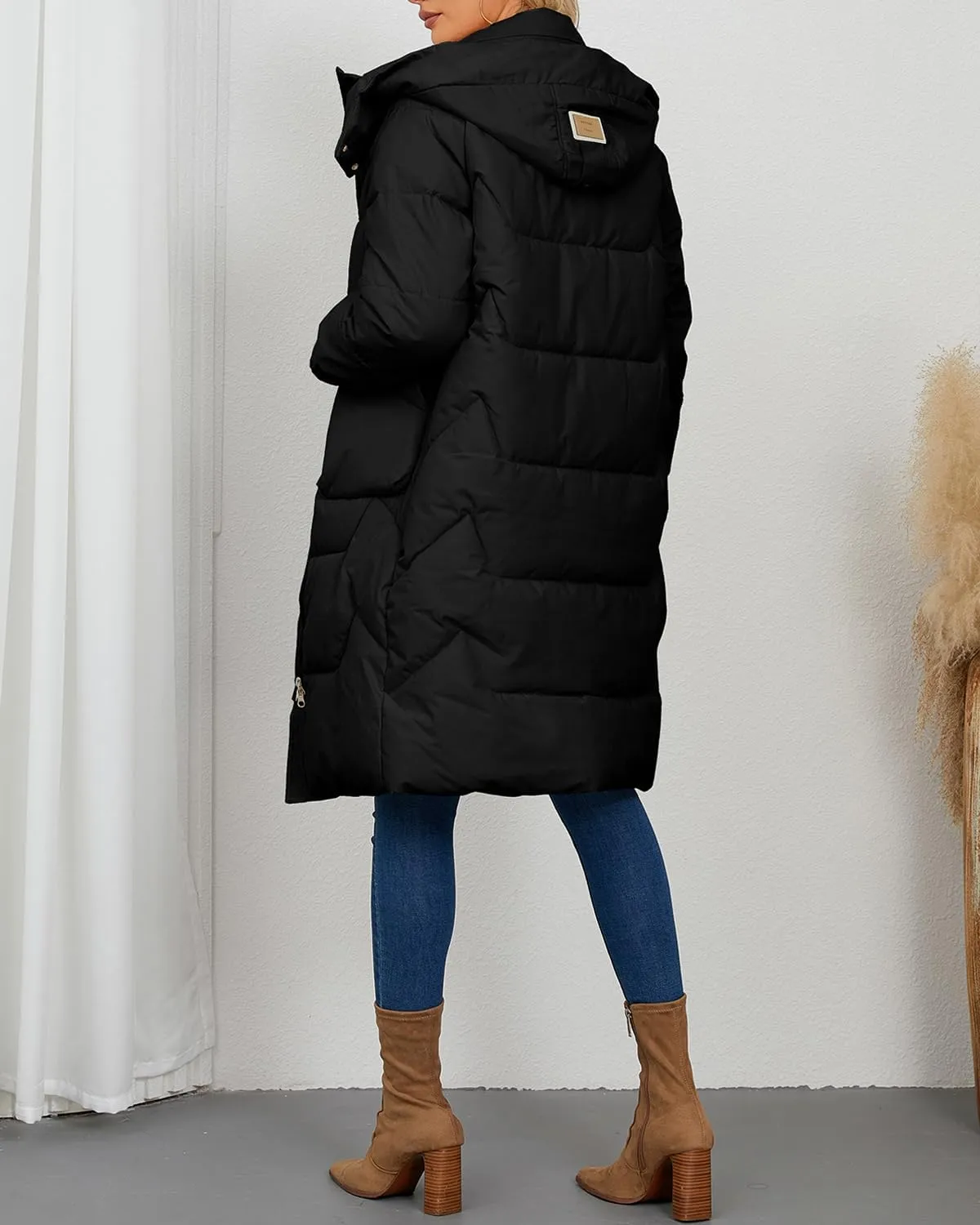 Xixiuly Women's Winter Warm Long Puffer Coat with Removable Hood Thicken Lined Zip Parka Coats Warm Outwear with Big Pockets