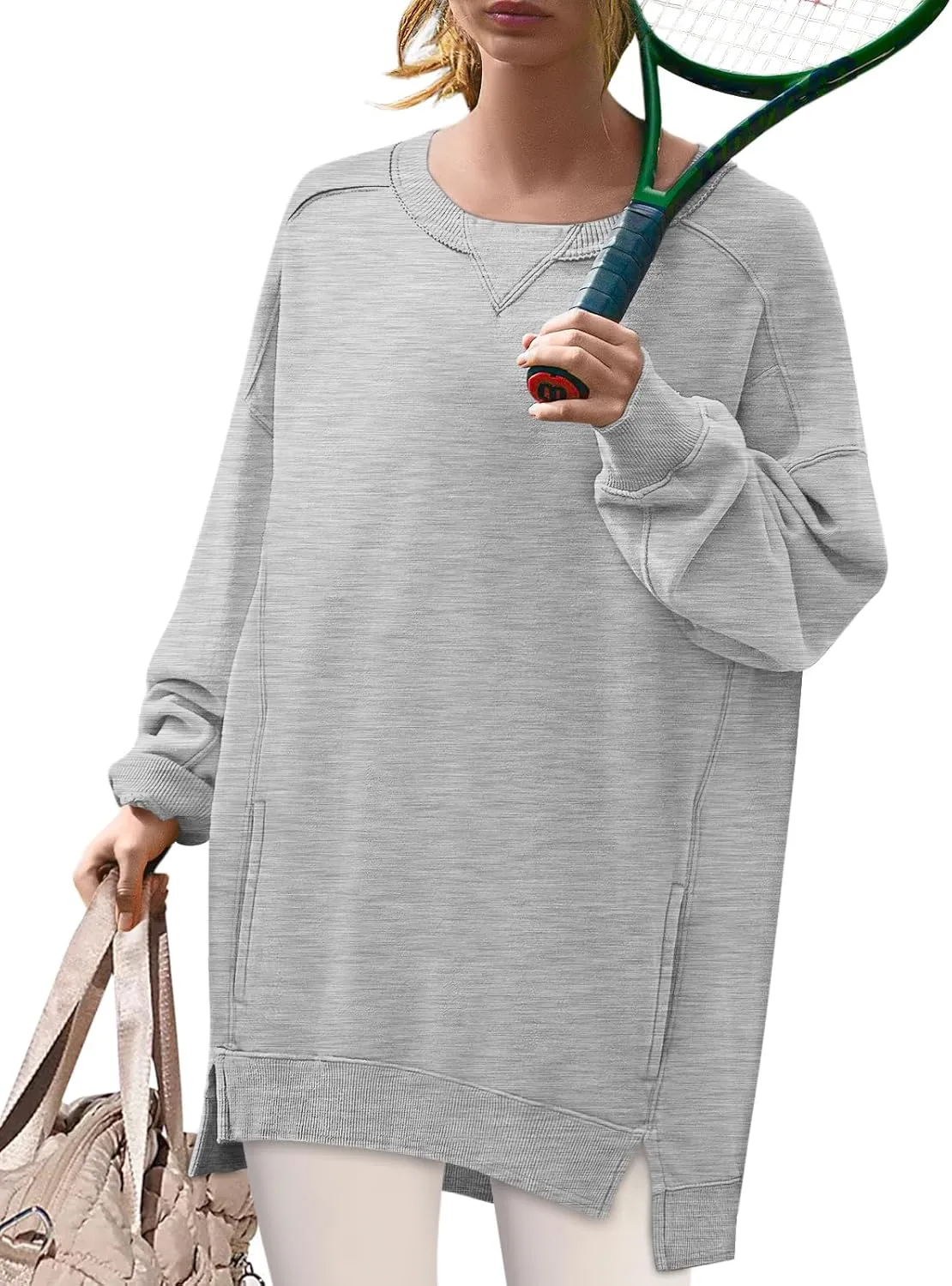 Yousify Womens Oversized Sweatshirts Crewneck Long Sleeve Pullover Tops Spring Sweaters 2025Y2K Clothes with Pockets