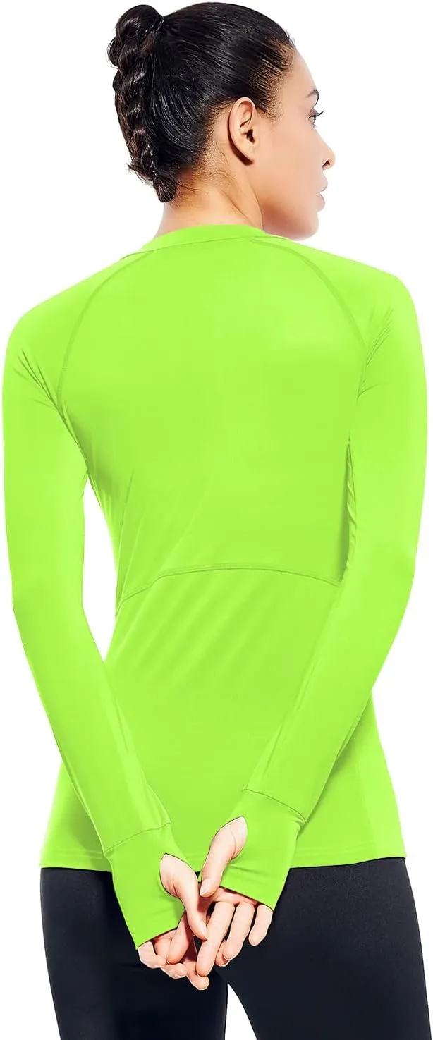 Zengjo Womens Mock Neck Athletic Top Long Sleeve Workout Shirts with Thumb Holes