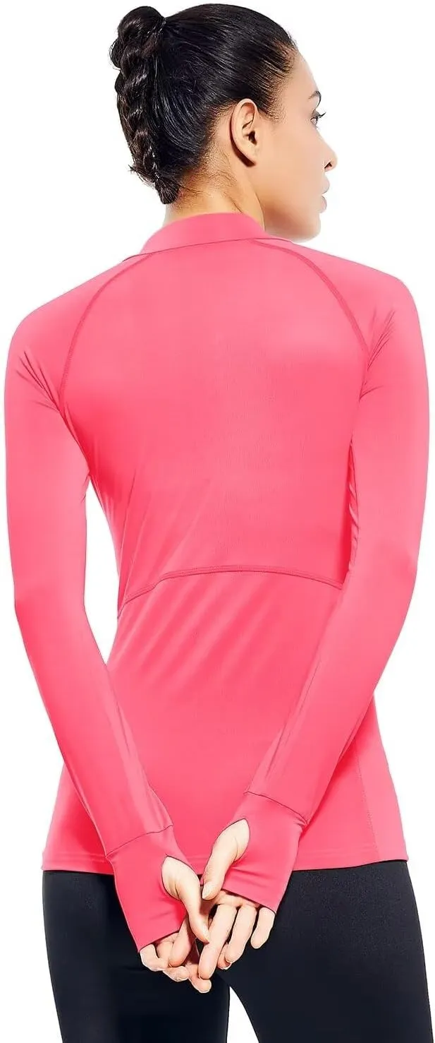 Zengjo Womens Mock Neck Athletic Top Long Sleeve Workout Shirts with Thumb Holes