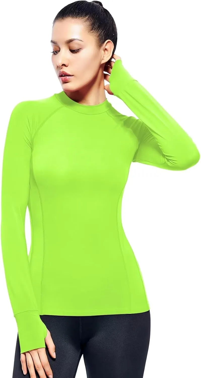 Zengjo Womens Mock Neck Athletic Top Long Sleeve Workout Shirts with Thumb Holes